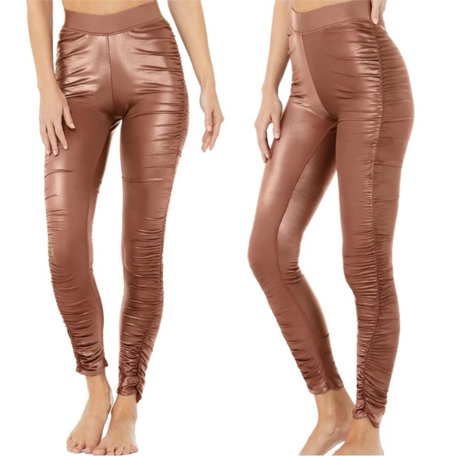 Alo Yoga High-Waist Cinched Legging in Chestnut Shine Size M Limited Edition  