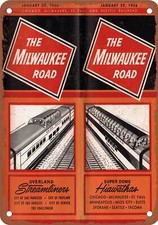 METAL SIGN - 1956 Milwaukee Road Streamliners Schedule - Vintage Rusty Look