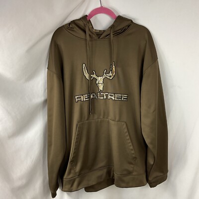Real Tree Buckhorn River Hoodie Sweatshirt Men XL Brown Pullover Front  Pocket
