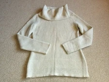 Womens Sweater-LAUREN RALPH LAUREN-off white/silver wool/angora cowl Old Money-M