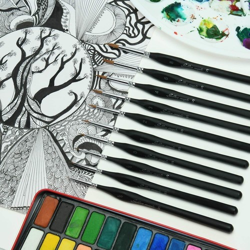 Kolinsky Sable Detail Paint Brush Set - 10Pcs, Perfect for Fine Detailing & Art - Picture 10 of 15
