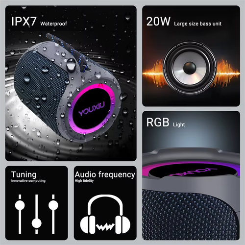 Altoparlante Bluetooth Portatile Da 40 W Subwoofer Stereo Da 360 Gradi IPX7 Impe - Photo 5/8