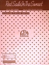 Red Sails In The Sunset, Music By Hugh Williams, 1935 Vintage Sheet Music