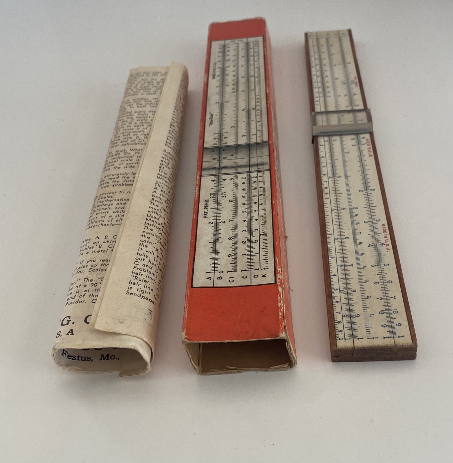 Vintage ACURULE Slide Rule in Original Box with Directions eBay