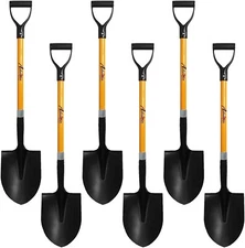 6Pack Ashman Round Shovel D Handle Grip with 41 Inches Long Shaft