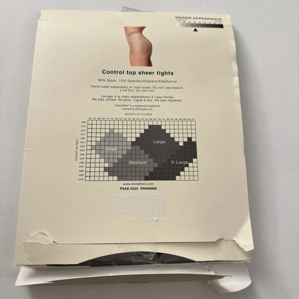 New Anne Klein Large Control Top Black Stockings 1 Pair C27 - Image 2 of 2