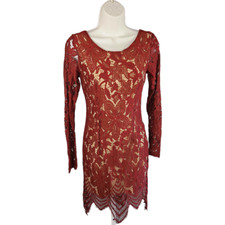 Charlotte Russe Dress Womens Medium Red Burgundy Lace Baddie Sexy Romantic Y2K