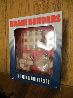 New Brain Benders 3 Solid Wood Puzzles Cardinal 2005 Ages 8+