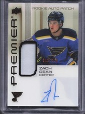 2024-25 Upper Deck Premier Zach Dean Rookie Auto Patch /249 Blues 