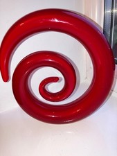 Red Glass Swirl Art Sculpture 18cm High Very Good Condition