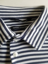 Hart Schaffner Marx Polo Shirt Mens Size L Black White Striped Luxury Cotton