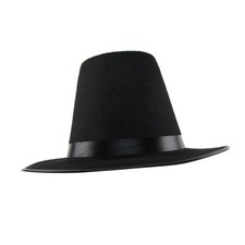 Colonial Pilgrim/Puritan Tall Black Wide Brim Hat Thanksgiving/Halloween Costume