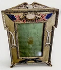 Antique Cast Iron WW1 Military Picture Frame 1917 Eagle & Crossed Rifles Old