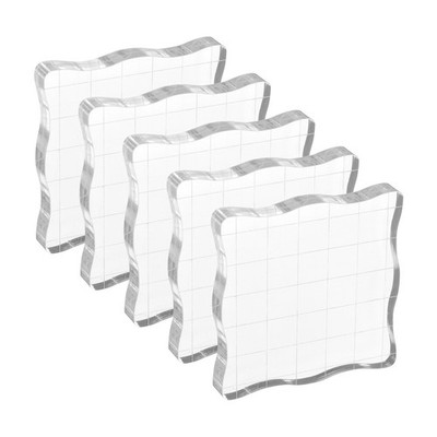 Acrylic Stamp Blocks, 5 Pack Square Shape with Grid Lines, 2.36'' x 2.36''
