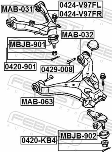 Fits FEBEST MAB-063 BUSHING, FRONT LOWER CONTROL ARM