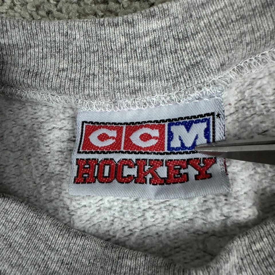 Sudadera De Colección Años 80 Equipo Canadá Para Hombres XL Gris Hockey CCM Cuello Redondo Bordada Foto 4 de 4