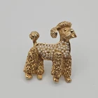 VTG Joseph Wiesner Poodle Dog Brooch Gold Tone Faux Pearl MCM Costume Jewelry