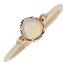 D: 0.01ct/agete Pinky Water Opal Diamond Ring/K10YG/416-0.8g/Yellow Gold
