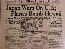 VINTAGE NEWSPAPER HEADLINES ~ WORLD WAR 2  JAPANESE BOMB PEARL HARBOR WWII  1941