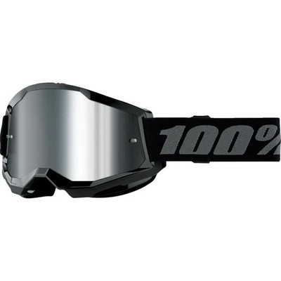 100% Kids Crossbrille Strata Gen. 2 Black - Mirror Silver, Anti-Fog