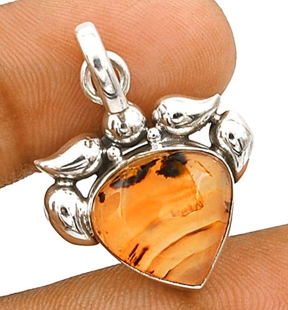Natural Montana Agate -USA 925 Sterling Silver Pendant Jewelry 