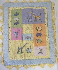 CARTER'S John Lennon Comforter Blanket Quilt Real Love Animals Blue Yellow Crib