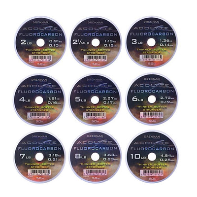Drennan Acolyte Fluorocarbon Line 50m 2l  3lb 4lb 5lb 6lb 7lb 8lb 10lb 12lb