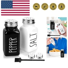 2 Pack Salt and Pepper Shakers Set, Glass Shaker with Stainless Steel Lid, Mo...