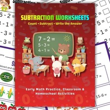 Subtraction Worksheets Printable for Kids  Classroom  Homeschool Activities