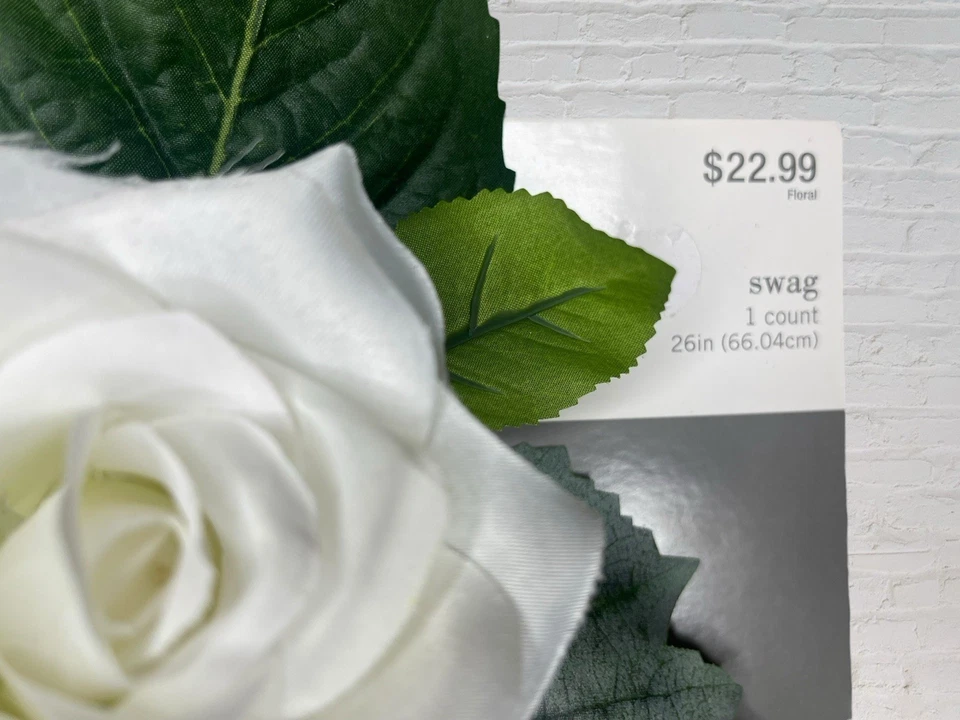 NEW Studio His & Hers Floral Swag 26"  White Artificial Peonies Roses Wedding - Image 3 of 3