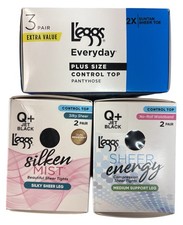 Leggs Pantyhose Lot Plus Size Q 2X Control Top Sheer Energy Everyday 7 Pairs
