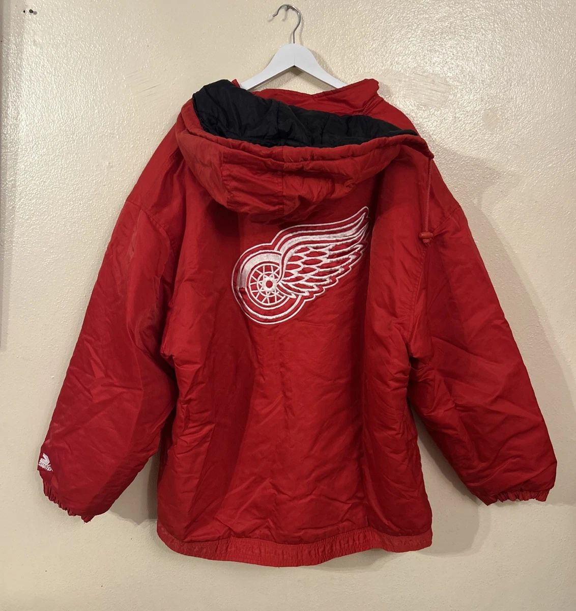 レア90s US古着○NHLレッドウィングス両面刺繍ナイロンジャケット メンズL 古着 90年代 スターター Starter NHL DETROIT RED WINGS デトロイト
