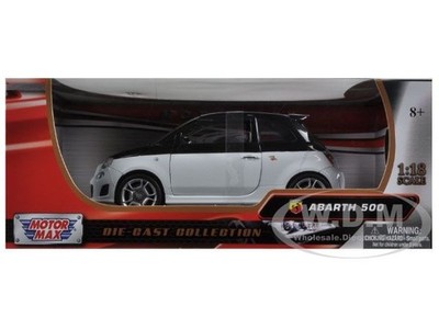 FIAT ABARTH 500 WHITE & BLACK 1/18 DIECAST CAR MODEL BY MOTORMAX