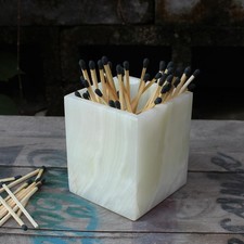 Natural Light Green Onyx Toothbrush Holders for Bathroom, Marble Makeup Brush Ho