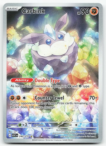 Pokemon Carbink 242/217 Ascended Heroes Illustration Rare Holo NM