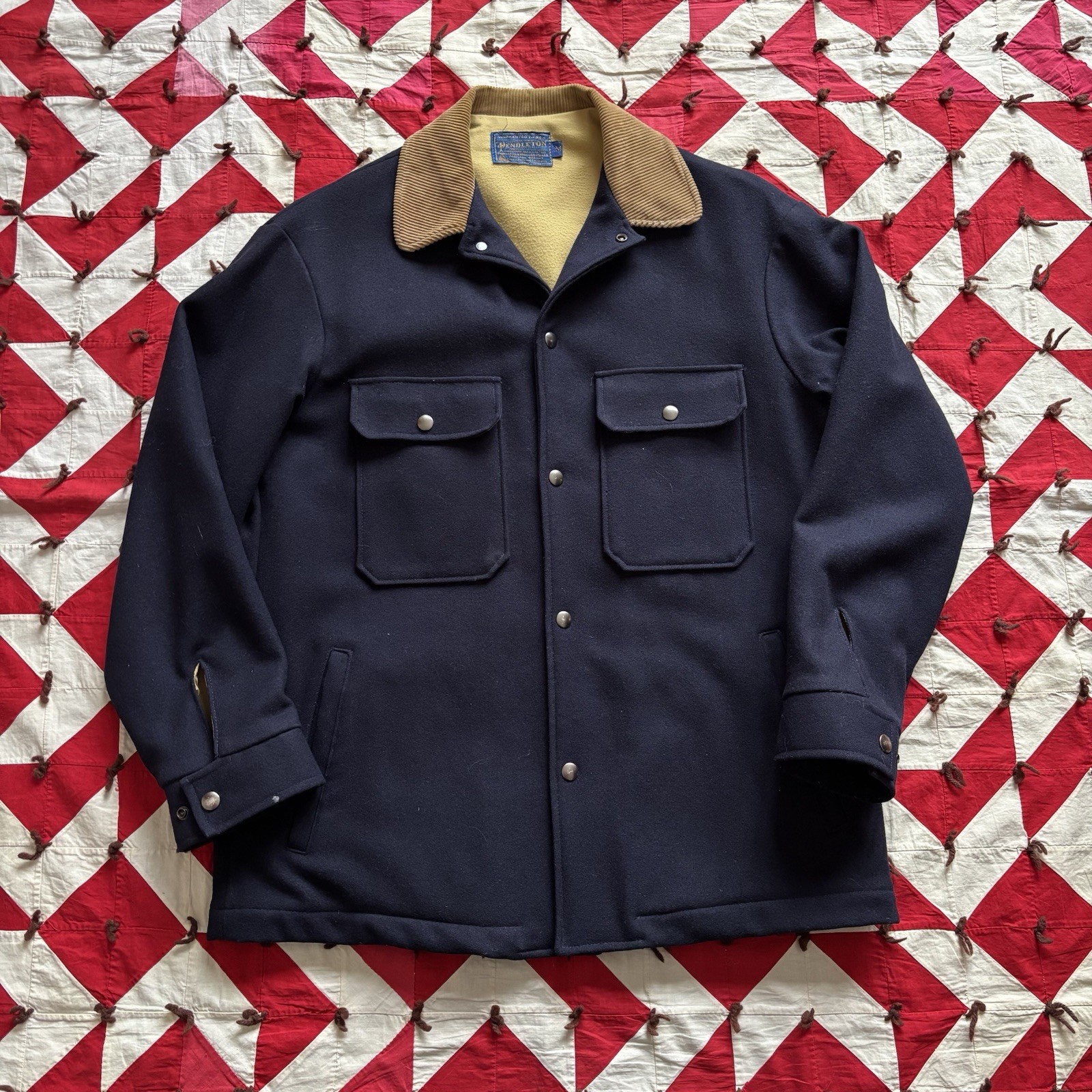 Vintage Pendleton Wool Snap Front Jacket Corduroy… - image 1