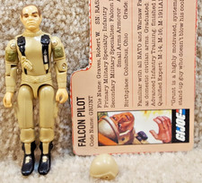 Complete Really Nice Vintage 1983 GI Joe Tan Grunt v2 With Filecard Falcon Pilot