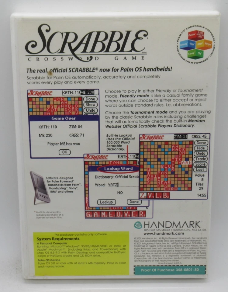 JUEGO CRUCIGRAMA SCRABBLE PARA PALM 3.0 OS O POSTERIOR Y MANDSPRING PORTÁTILES + Foto 2 de 2