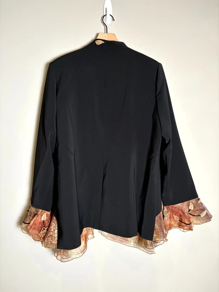 Conjunto de traje falda forrada madura con volantes con cuentas florales Louise Ricci para mujer talla 20 Foto 3 de 4