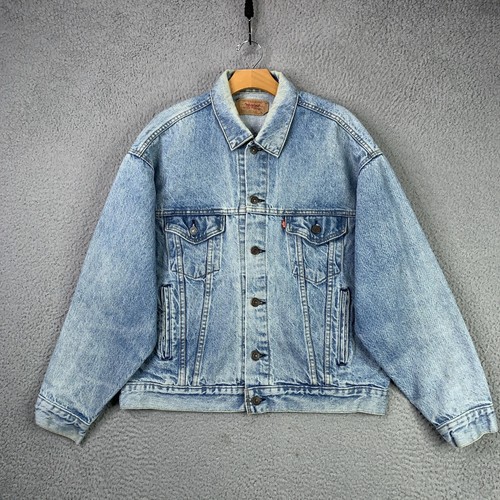 Vintage Levis Denim Jacket Mens Large Blue Trucker Type III USA 90s 70507-0214
