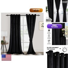 XWZO Black Velvet Curtains 120 Inches Long, Elegent Soft Luxury Curtains Living