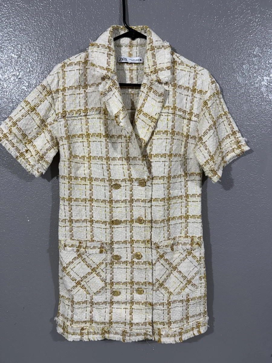 Combinaison-robe Zara En Tweed Noir Et Blanc - Taille S (UK 8) - Neuf Sans étiquettes