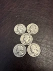 Washington Quarter Lot of 5 - 1941 X 2 1945 1947 1948 90% Silver
