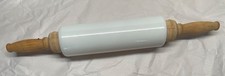 Antique White Milkglass Rolling Pin With Wood Handles Imperial (?)