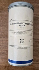 Vintage Merck Calcium Carbonate Pharmacy Stock 1 Pound Tin