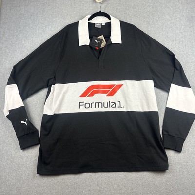 Puma Formula 1 Shirt Mens 2XL Black White Rugby Long Sleeve Stretch Racing NWT