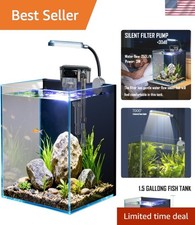 Modern 1.5 Gallon Nano Glass Aquarium with 3W Filter and COB LED Light