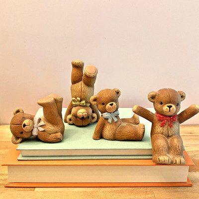 Vintage 1982 Tumbling Teddy Bear Figurines Nursery Child Decor Enesco Lucy & Me