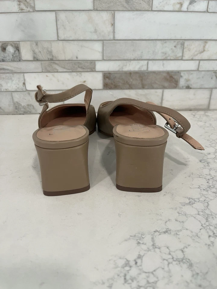 Zapatos Franco Sarto Nuevos con Etiquetas Beige Tostado Tacón Bloque Talla 8.5 Cuero Foto 4 de 4