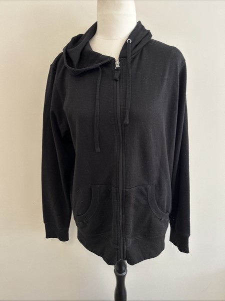 BARELY BASICS Women’s Size M Black Hoodie Jacket Full Zip Lightweight EUC